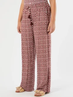 Pantaloni ampi in viscosa - ROSSO MARRONE