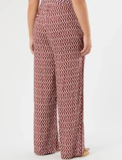Pantaloni ampi in viscosa - ROSSO MARRONE