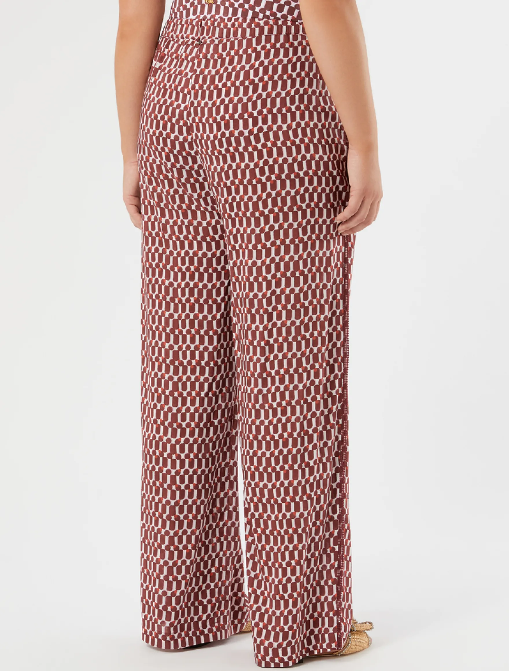 Pantaloni ampi in viscosa - ROSSO MARRONE