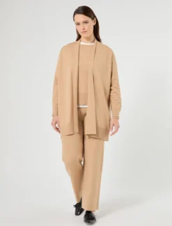 Pantaloni ampi in viscosa stretch - CAMMELLO
