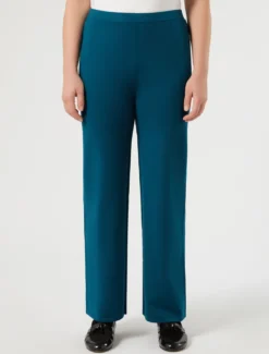 Pantaloni ampi in viscosa stretch - PETROLIO