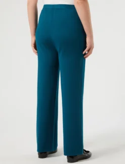 Pantaloni ampi in viscosa stretch - PETROLIO