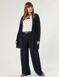 Pantaloni a palazzo in jersey - BLU NOTTE