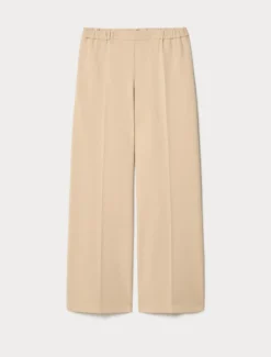 Pantaloni a palazzo in scuba crêpe stretch - BEIGE