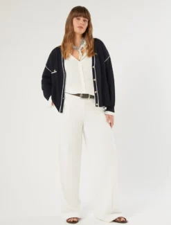 Pantaloni a palazzo in scuba crêpe stretch - BIANCO