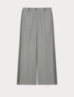 Pantaloni a palazzo in twill - GRIGIO CHIARO