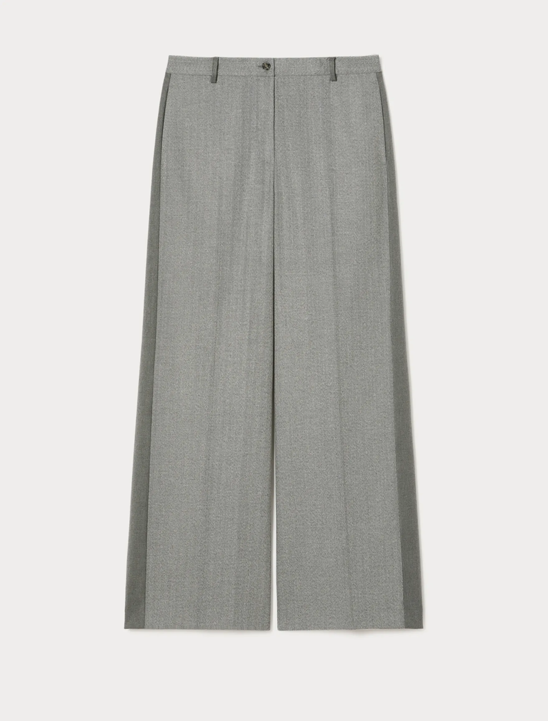 Pantaloni a palazzo in twill - GRIGIO CHIARO