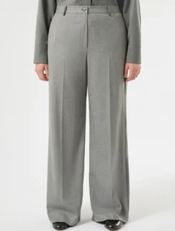Pantaloni a palazzo in twill - GRIGIO CHIARO