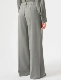Pantaloni a palazzo in twill - GRIGIO CHIARO