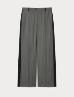 Pantaloni a palazzo in twill - GRIGIO MEDIO