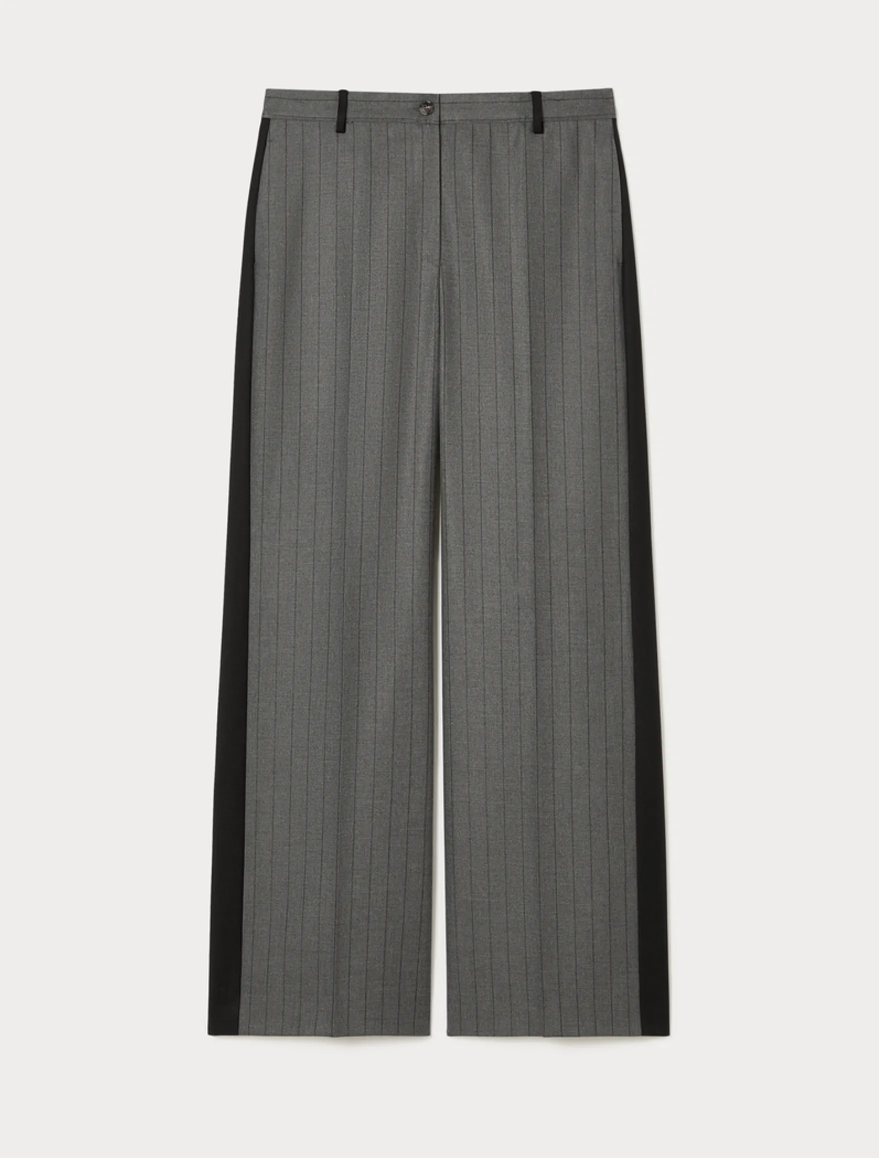 Pantaloni a palazzo in twill - GRIGIO MEDIO