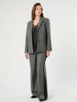 Pantaloni a palazzo in twill - GRIGIO MEDIO
