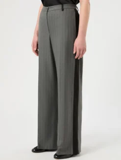 Pantaloni a palazzo in twill - GRIGIO MEDIO