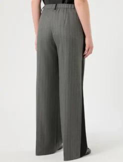 Pantaloni a palazzo in twill - GRIGIO MEDIO