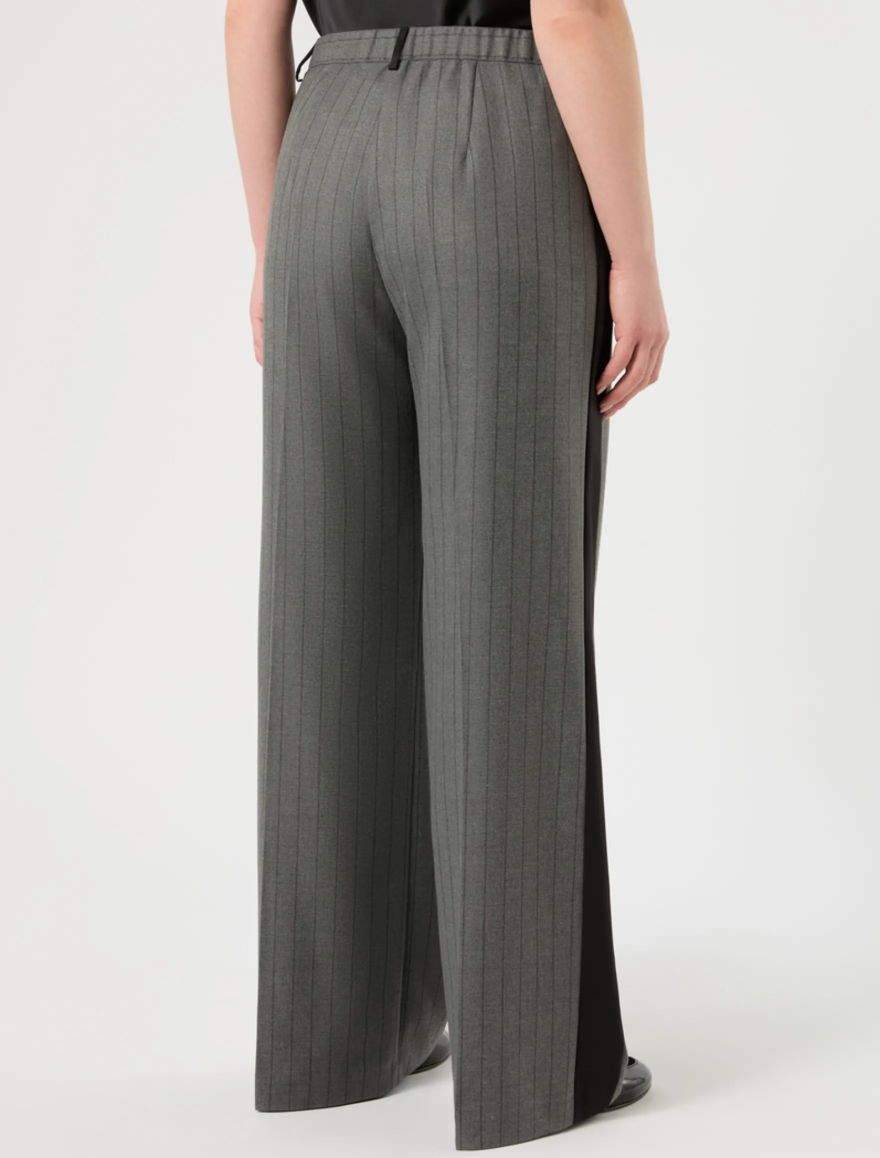 Pantaloni a palazzo in twill - GRIGIO MEDIO