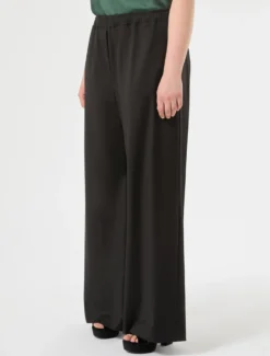 Pantaloni a palazzo in twill - NERO