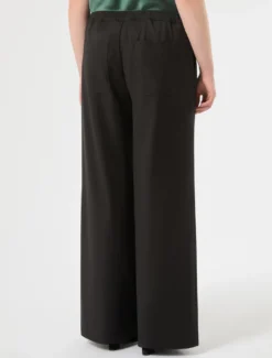 Pantaloni a palazzo in twill - NERO