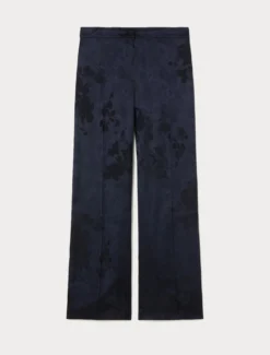 Pantaloni a palazzo jacquard - BLU NOTTE