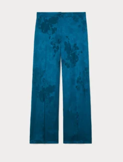 Pantaloni a palazzo jacquard - PETROLIO