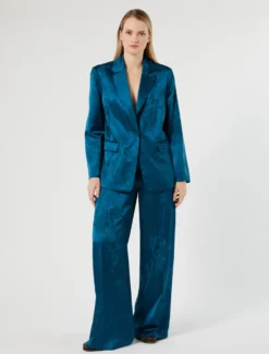Pantaloni a palazzo jacquard - PETROLIO