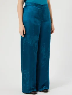 Pantaloni a palazzo jacquard - PETROLIO