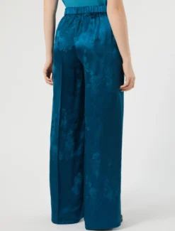 Pantaloni a palazzo jacquard - PETROLIO
