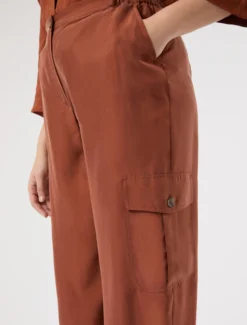 Pantaloni cargo in habotai di seta - AMBRA
