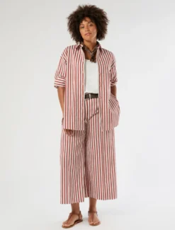 Pantaloni cropped in cotone e nylon - BORDEAUX