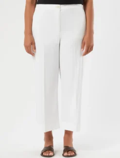 Pantaloni cropped in gabardina di cotone - BIANCO