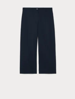 Pantaloni cropped in gabardina di cotone - BLU MARINO