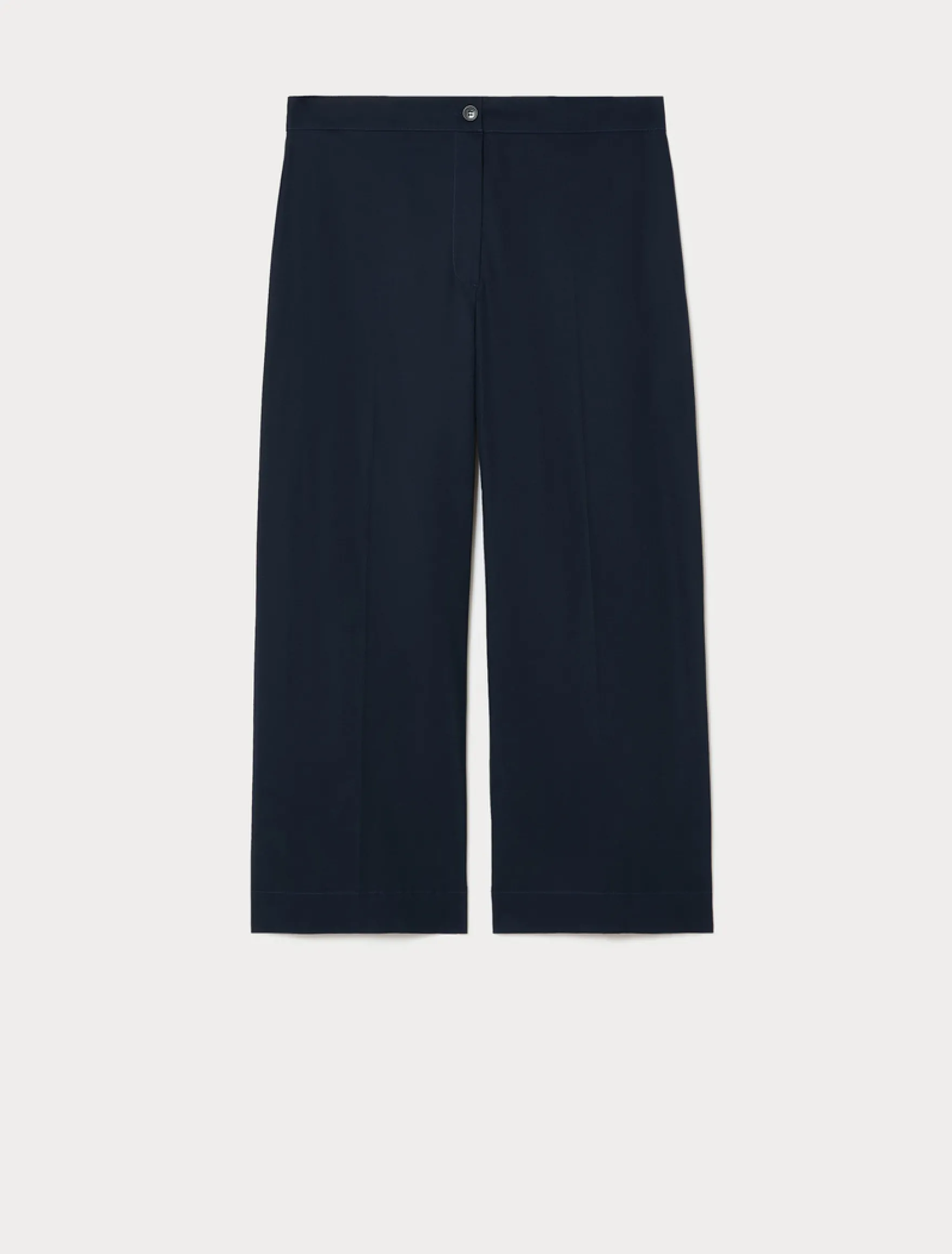 Pantaloni cropped in gabardina di cotone - BLU MARINO