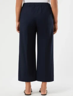 Pantaloni cropped in gabardina di cotone - BLU MARINO