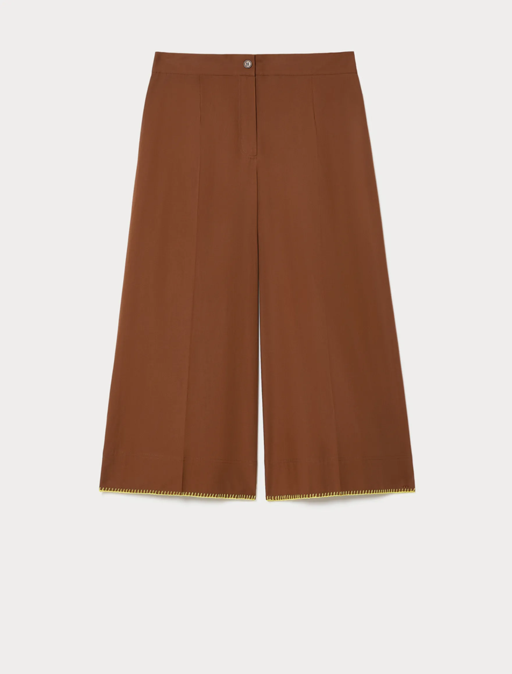 Pantaloni cropped in popeline di cotone - MARRONE