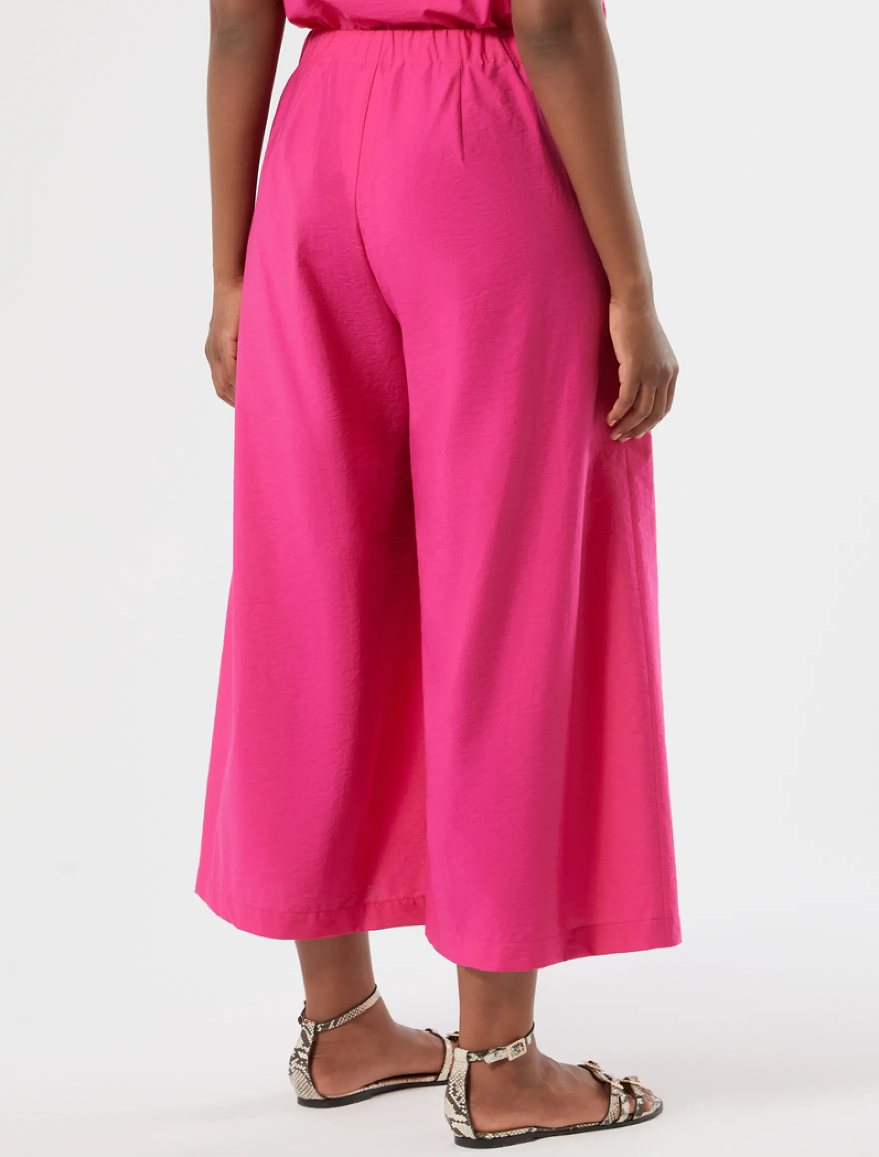 Pantaloni cropped in tela di cotone - FUXIA