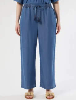 Pantaloni cropped in twill - BLU