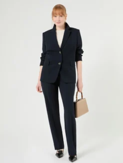 Pantaloni dritti in cady - BLU NOTTE