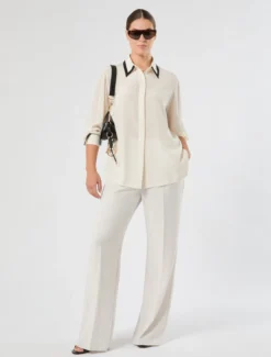 Pantaloni dritti in cady - GHIACCIO