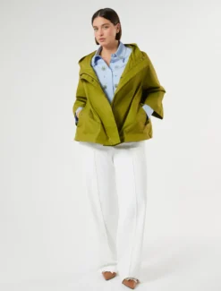 Pantaloni dritti in tela di cotone - BIANCO