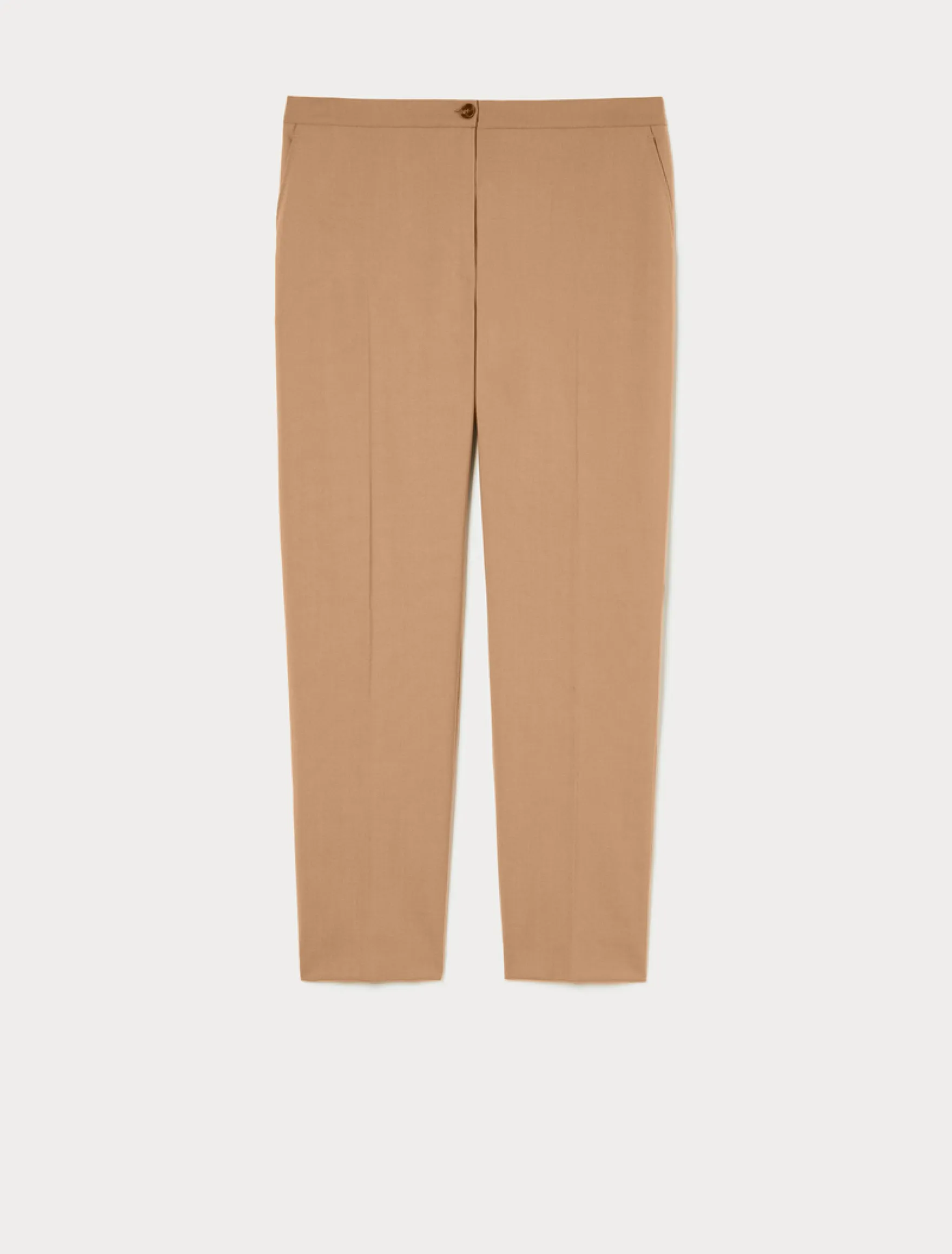 Pantaloni dritti in tela di pura lana - CAMMELLO