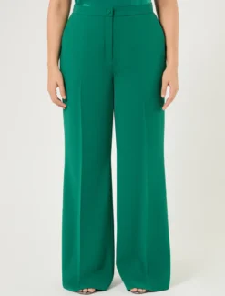 Pantaloni flare in cady - VERDE SCURO
