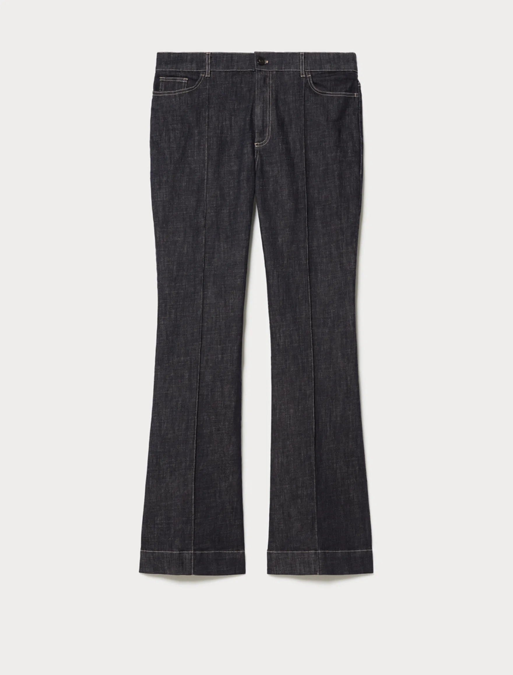 Pantaloni flare in cotone stretch - BLU NOTTE