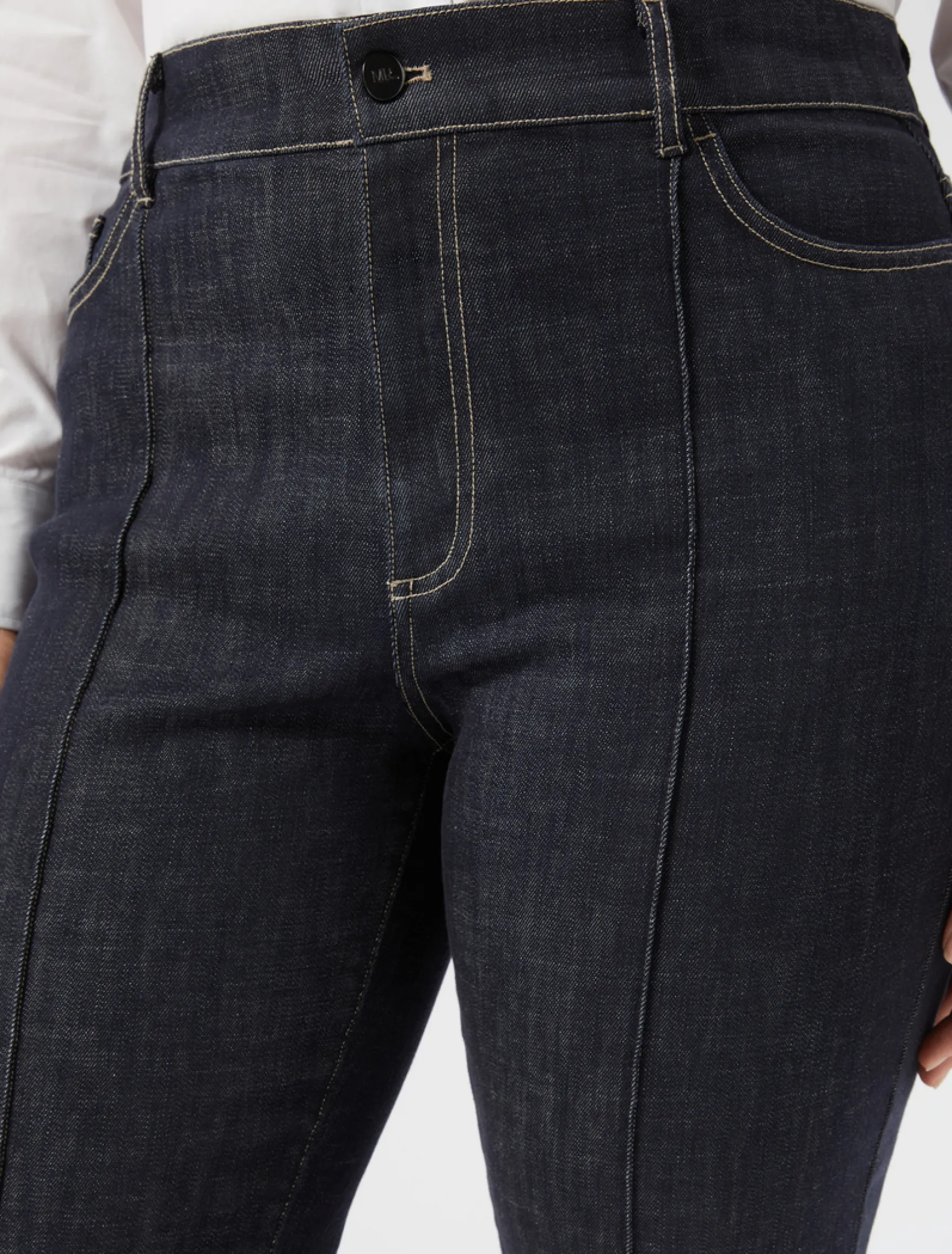 Pantaloni flare in cotone stretch - BLU NOTTE