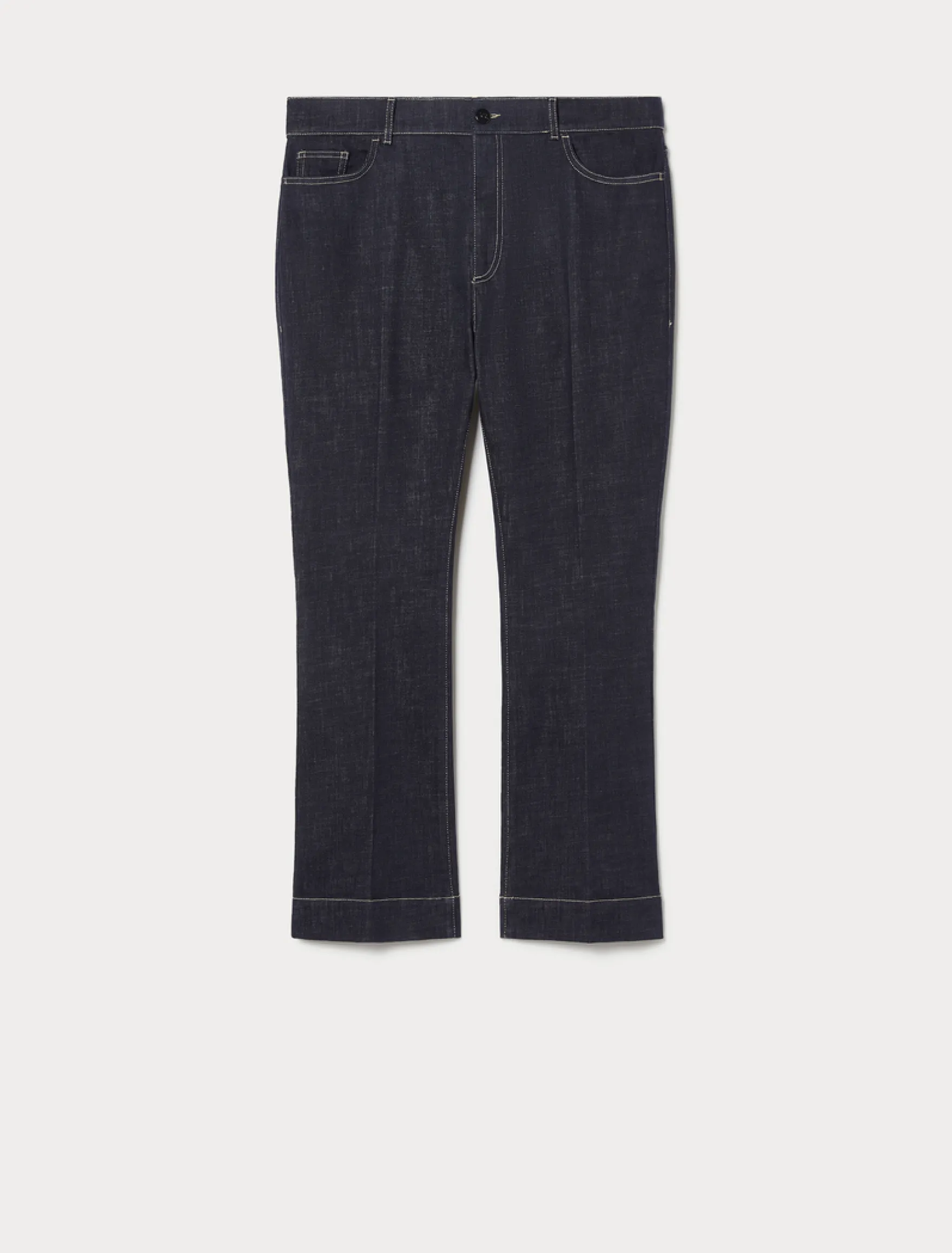 Pantaloni flare in cotone stretch - BLU NOTTE