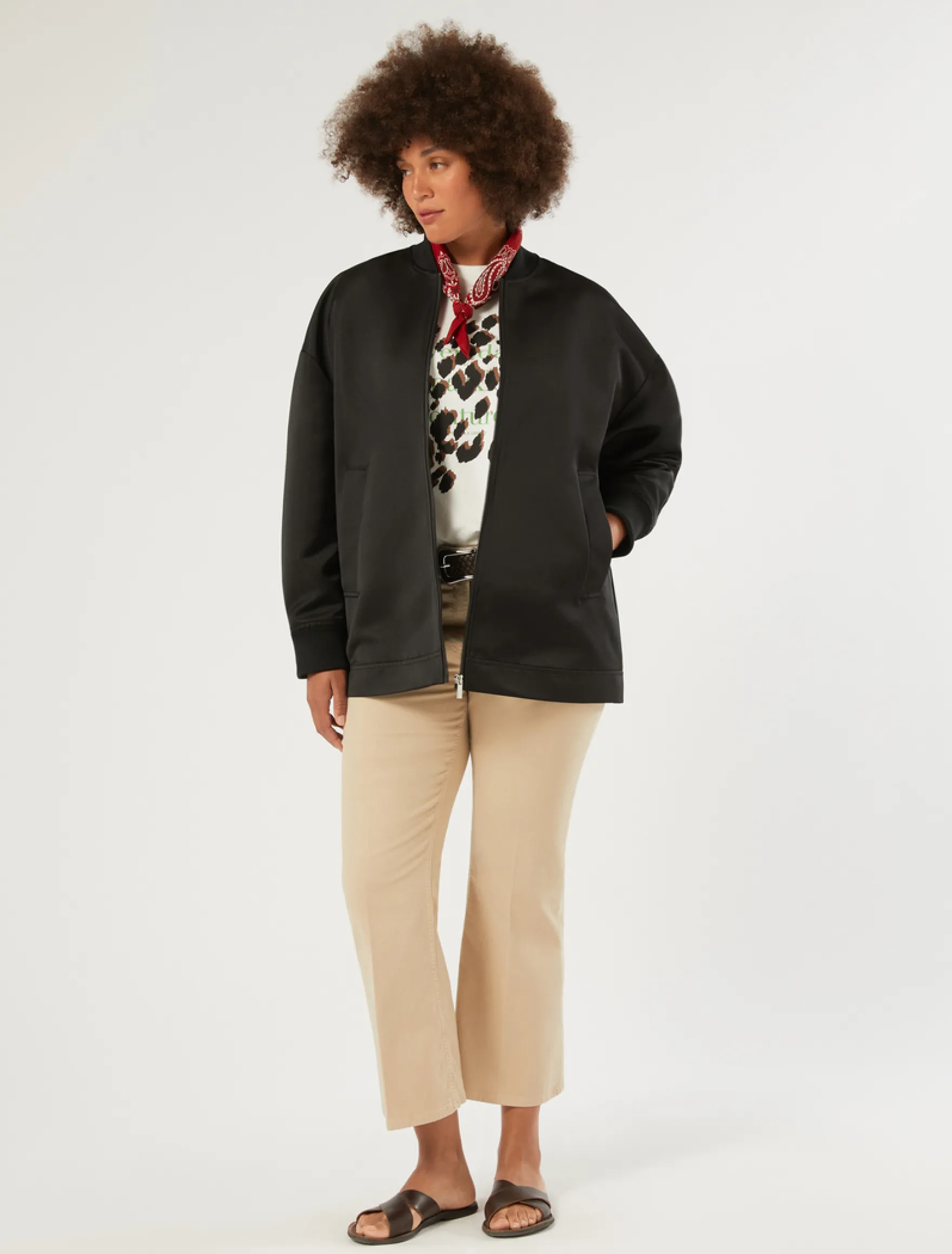 Pantaloni flare in drill di cotone - BEIGE