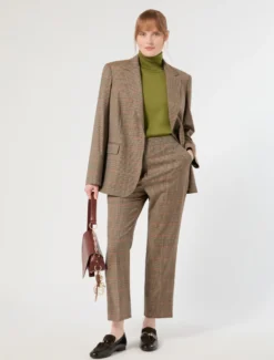 Pantaloni in batavia di lana - CAMMELLO