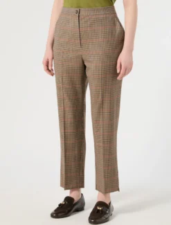 Pantaloni in batavia di lana - CAMMELLO