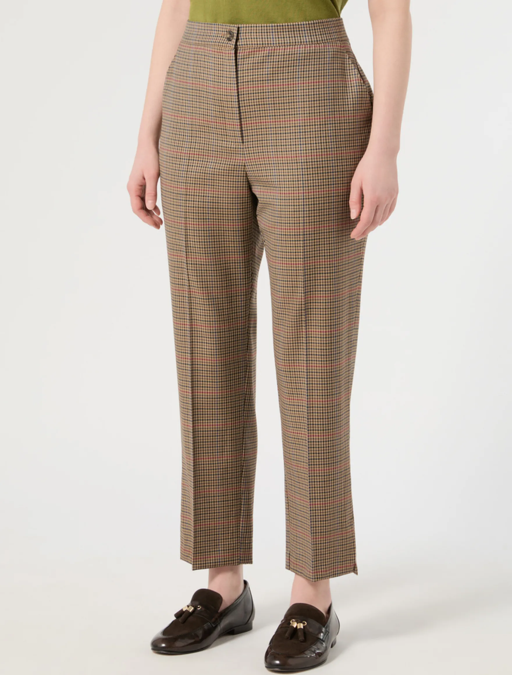 Pantaloni in batavia di lana - CAMMELLO