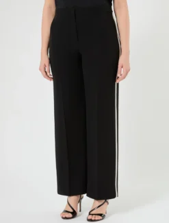 Pantaloni in cady con intarsio - NERO