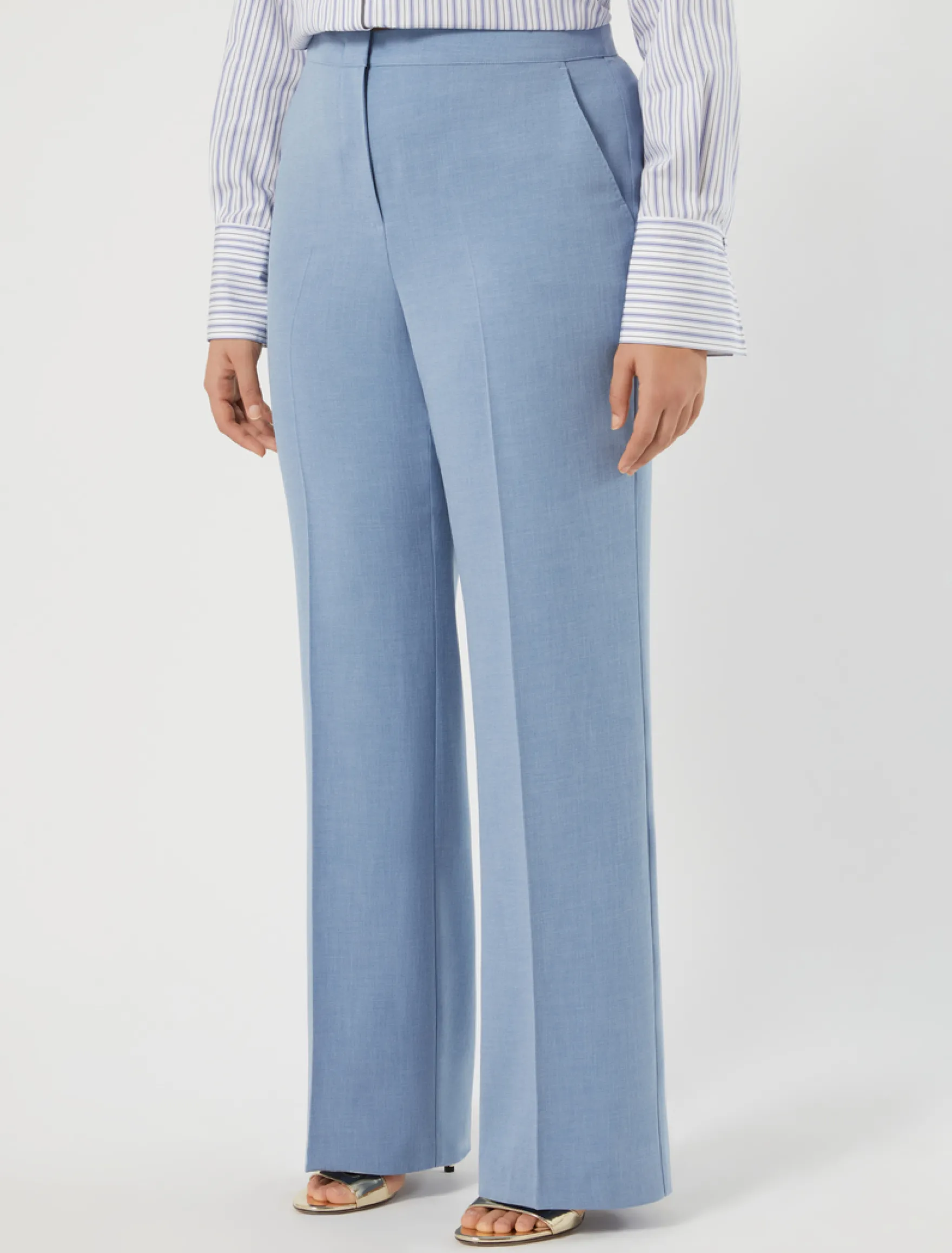 Pantaloni in cady mélange - AZZURRO
