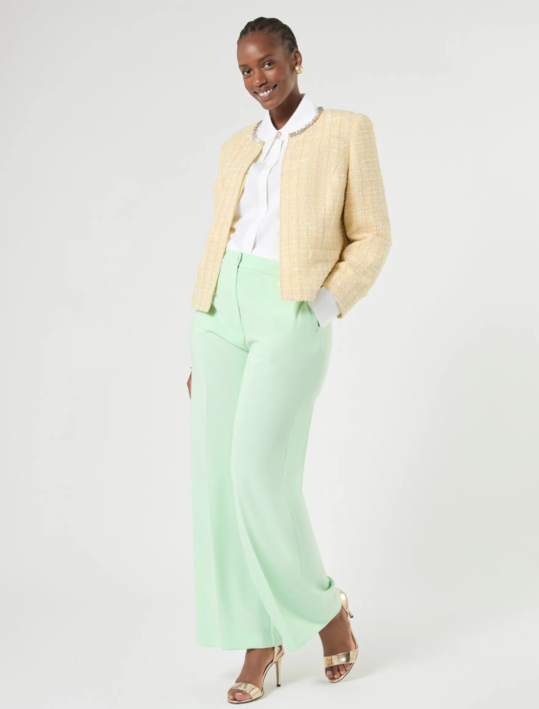 Pantaloni in cady - VERDE PASTELLO